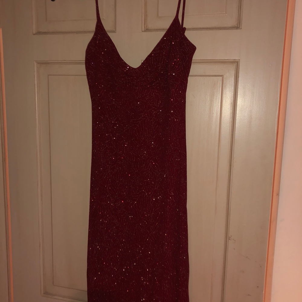 Red glitter low back dress